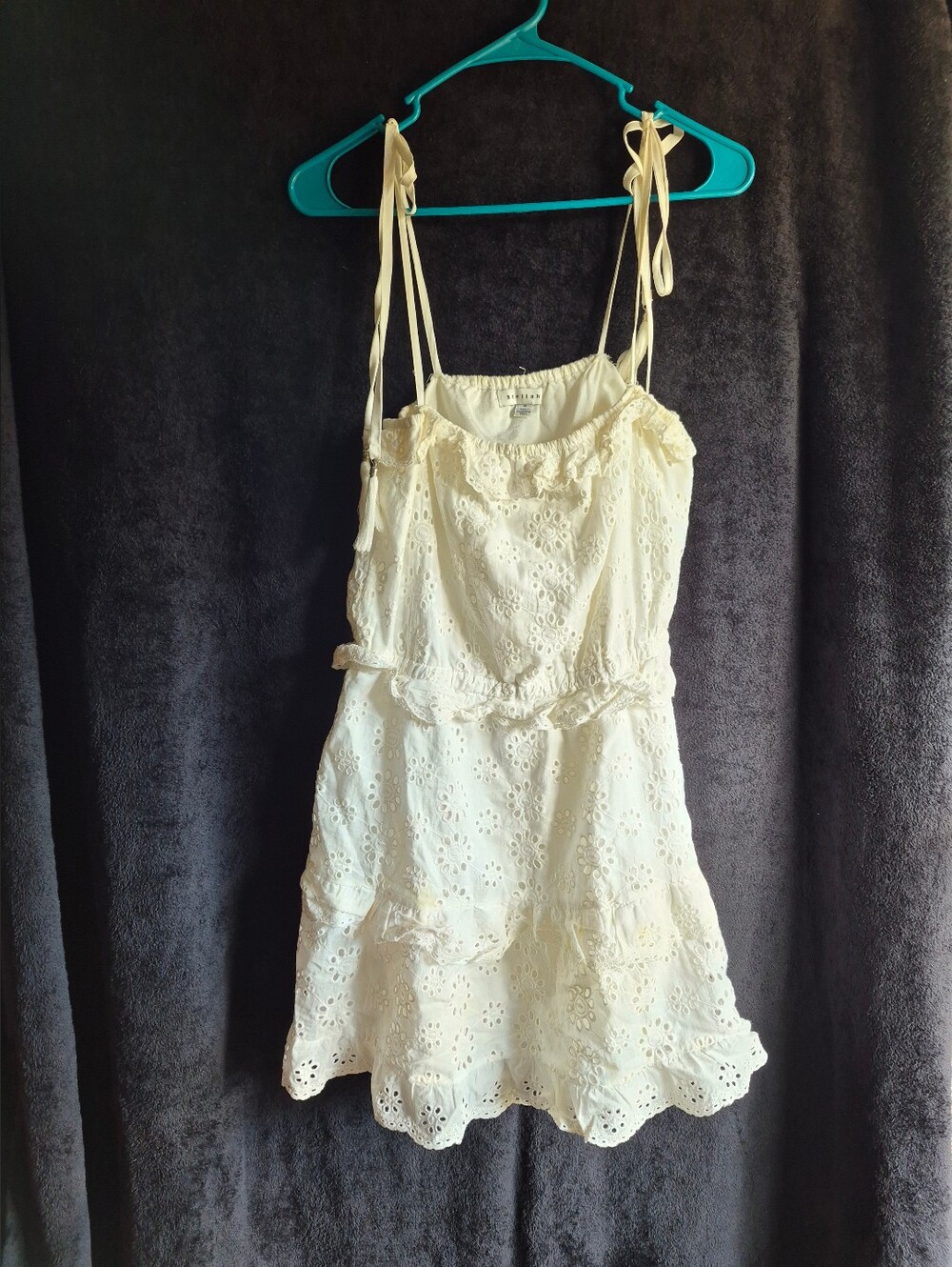 Stellah Cream Eyelet Mini Dress